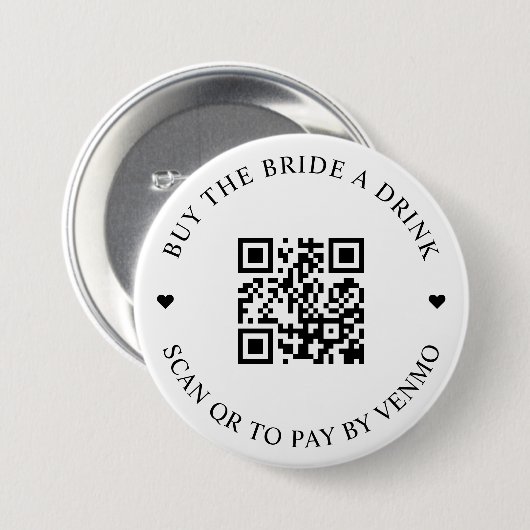 Koop de Bride een Drink QR Code Button (Voorkant /achterkant)