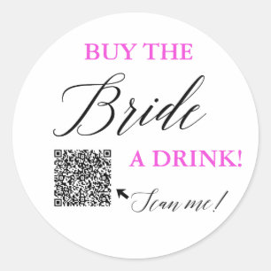 Koop de Bride een Drink QR Venmo Bachelorette Part Ronde Sticker