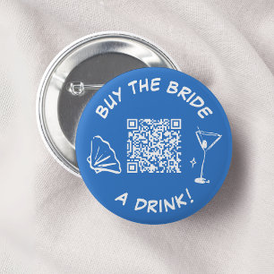 Koop de bruid een drankje Bruidsfeest QR-code Ronde Button 5,7 Cm