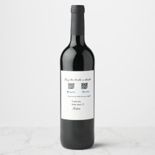 Koop de bruid een drankje donatie QR Venmo PayPal  Wijn Etiket