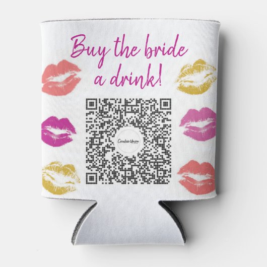 Koop de Bruid Eén Drankje QR-code Bachelorettefees Blikjeskoeler (Voorkant)