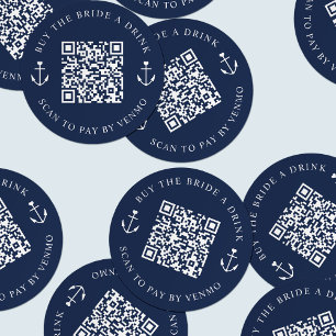 Koop de Bruid een Drankje Vrijgezellenfeest QR Cod Ronde Sticker