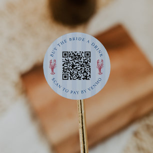 Koop de Bruid een Drankje Vrijgezellenfeest QR Cod Ronde Sticker
