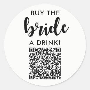 Koop de bruid een drankje vrijgezellenfeest QR-cod Ronde Sticker