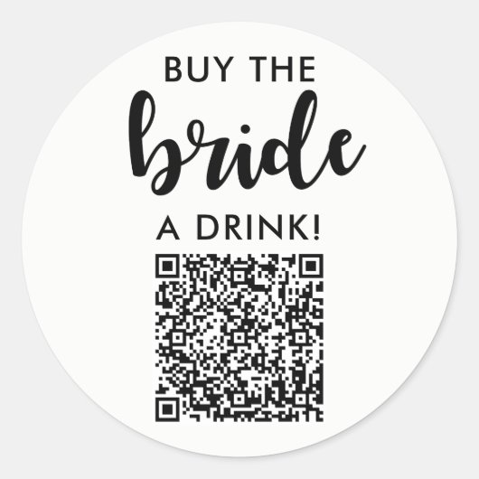 Koop de bruid een drankje vrijgezellenfeest QR-cod Ronde Sticker (Voorkant)