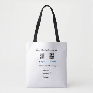 Koop de bruid een drink donatie QR Venmo PayPal Draagtas