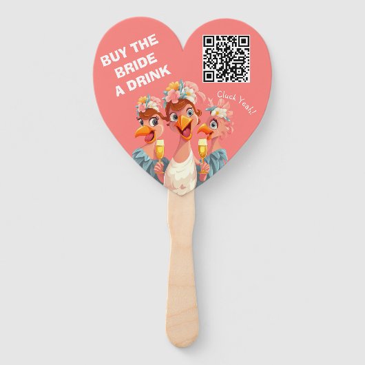Koop de bruid een Drink-  QR-code Handwaaier (Voorkant)