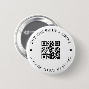 Koop De Bruid Een Drink QR Code Ronde Button 5,7 Cm