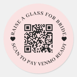 Koop de Bruid een Drink QR Code Roze Ontwerp Ronde Sticker