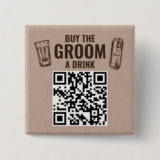 Koop de bruidegom een Drink QR Code Button (Voorkant)