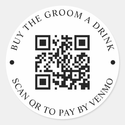 Koop de bruidegom een Drink QR Code Button Ronde Sticker (Voorkant)