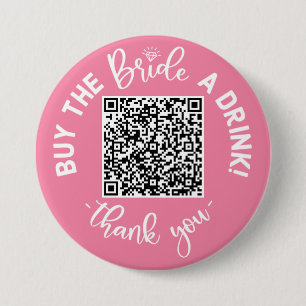 Koop de Button Bride A Drink QR Code Roze Bachelor