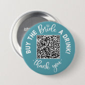 Koop de Button Bride A Drink QR Code Roze Bachelor (Voorkant /achterkant)
