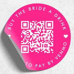 Koop de Drink Bride A Bachelorette QR-code Roze Ronde Sticker