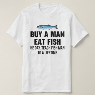 Koop een Man Eet vis de dag, leer vis Man T-shirt