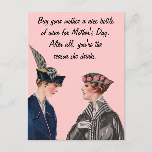 Koop je moeder een fles wijn briefkaart (Voorkant)