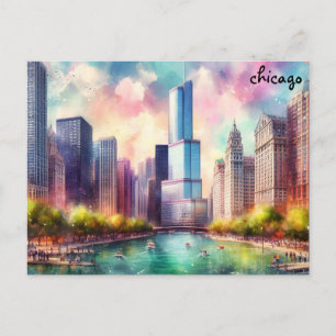 koop kleurrijke Travel chicago briefkaarten