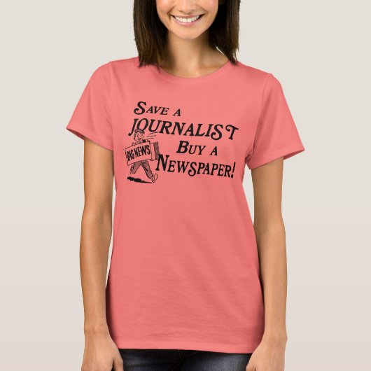 Koop krant Save Journalist Dames Ringer T-shirt (Voorkant)