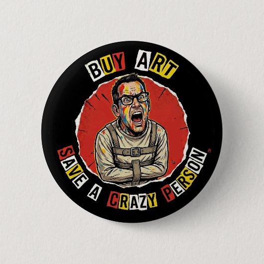 Koop Kunst Sla Een Gek Persoon Knop Ronde Button 5,7 Cm (Voorkant)