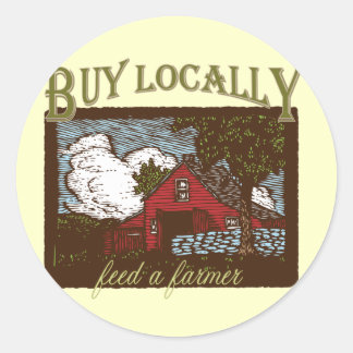 Koop lokaal, voer een landbouwer ronde sticker