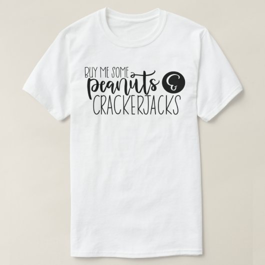 Koop me wat pinda's en rackerjacks t-shirt (Design voorkant)