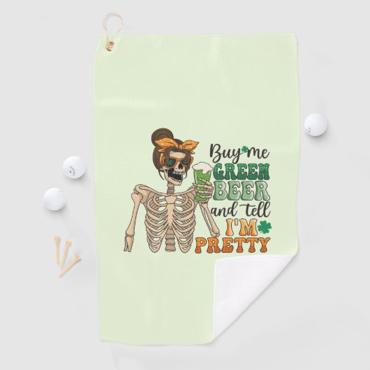Koop mij Groen Bier - Skeleton | St. Patrick's Day Golfhanddoek (Insitu)