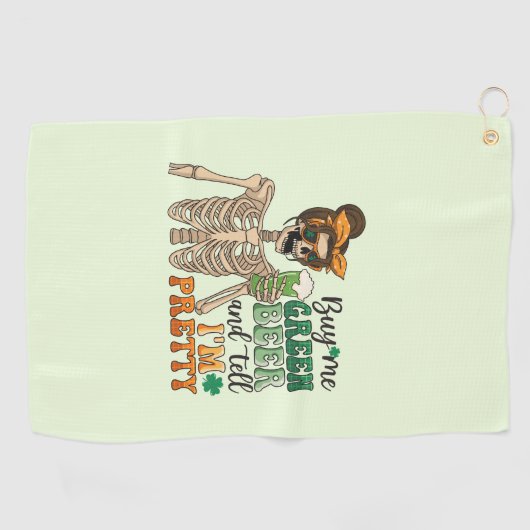 Koop mij Groen Bier - Skeleton | St. Patrick's Day Golfhanddoek (Horizontaal)