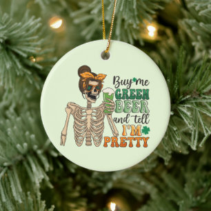 Koop mij Groen Bier - Skeleton St. Patrick's Day Keramisch Ornament