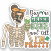 Koop mij Groen Bier - Skeleton | St. Patrick's Day Sticker (Voorkant)