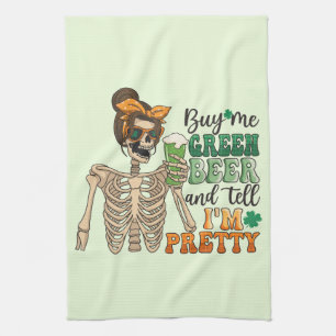 Koop mij Groen Bier - Skeleton   St. Patrick's Day Theedoek
