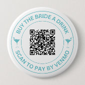 Koop The Bride A Drink QR Code Bachelorette Ronde Button 4,0 Cm (Voorkant)