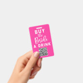 Koop The Bride A Drink QR Code Roze Bachelorette Badge (Handheld)