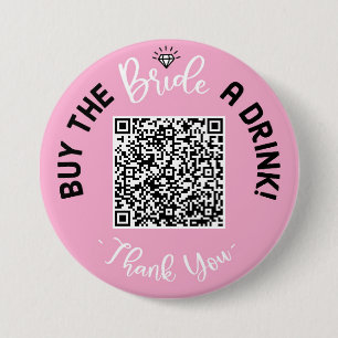 Koop The Bride A Drink QR Code Roze Bachelorette Ronde Button 7,6 Cm