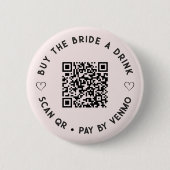 Koop The BRIDE een Drink QR Code Roze Button (Voorkant)