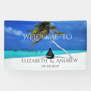 Koop Tropisch Strand, Palm  Huwelijksbanner Spandoek