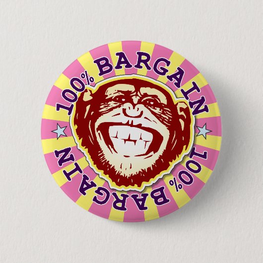 Koopje 100% Funny Monkey Badge Ronde Button 5,7 Cm (Voorkant)