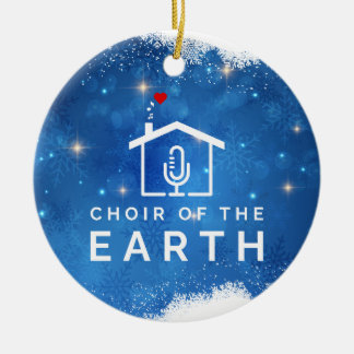 Koor van de Aarde Logo - Winterkerst - Blauw Keramisch Ornament