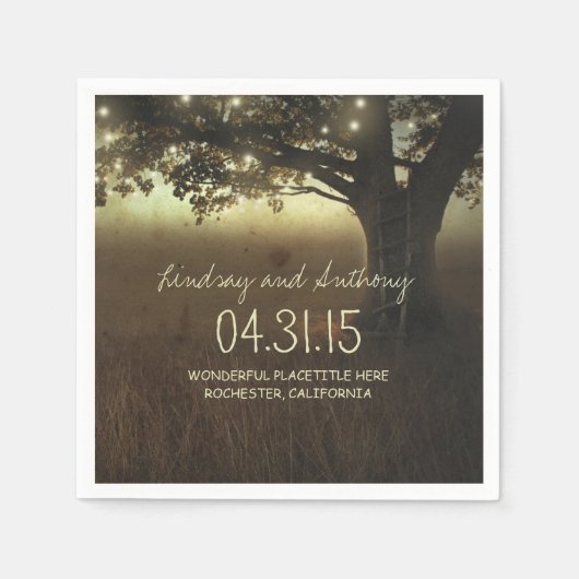 Koord-lampbomen, trouwerijpapier, luiers servetten (Voorkant)