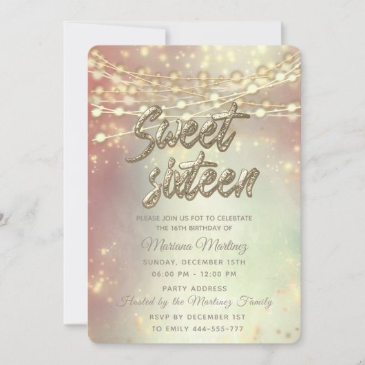 Koord licht gouden vonk kaart (Voorkant)