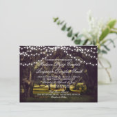 Koord van Lights Rustic Oak Tree Wedding Invites Kaart (Staand voorkant)