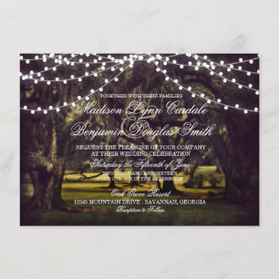 Koord van Lights Rustic Oak Tree Wedding Invites Kaart