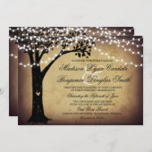 Koord van Lights Rustic Oak Tree Wedding Invites Kaart (Voorkant / Achterkant)