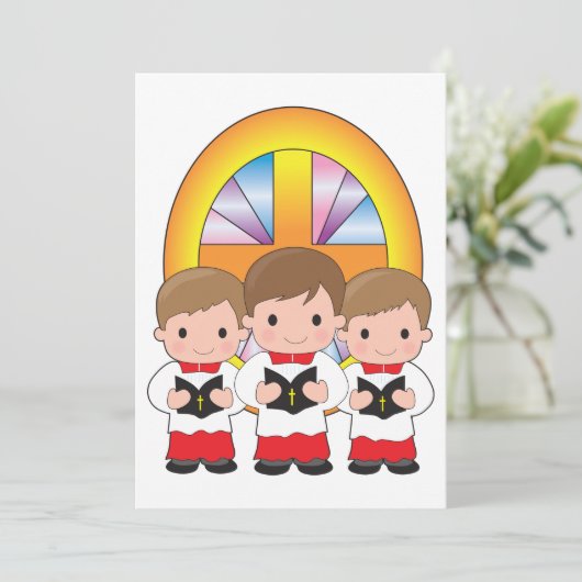 Koorjongens die in de kerk zingen, Christelijke er Kaart (Staand voorkant)