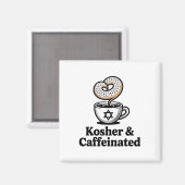 Koosjer en cafeïnehoudende Joodse Koffie Chanoeka Magneet (Voorkant / Achterkant)