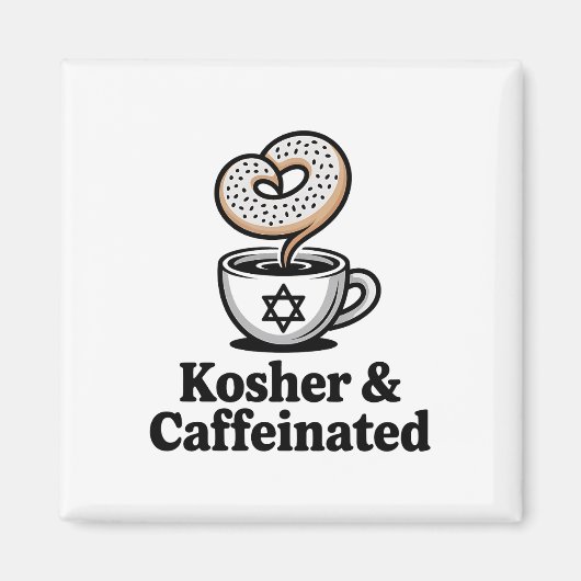 Koosjer en cafeïnehoudende Joodse Koffie Chanoeka Magneet (Voorkant)