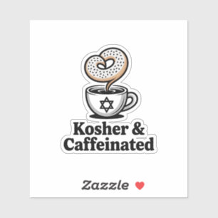Koosjer en cafeïnehoudende Joodse Koffie Chanoeka Sticker