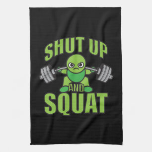 Kop dicht en squat Kawaii Anime Powerlifter Cartoo Theedoek