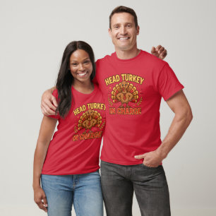 Kop Kalkoen in Charge Shirt Grappige Baas Bedank