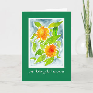 Kop Marigolds Birthday Kaart: Welsh Greeting Kaart