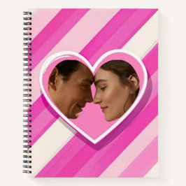 Kop met Hart op Roze Strepen Notitieboek